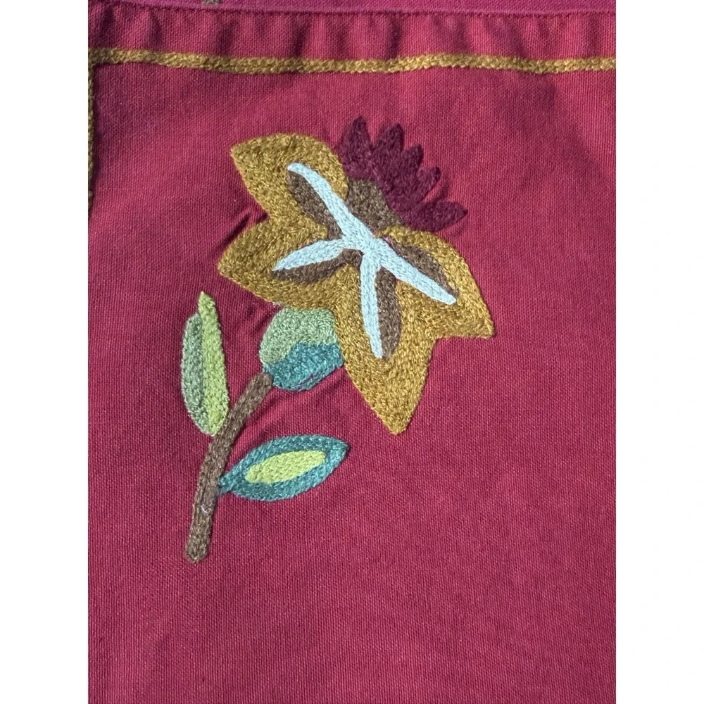 Williams Sonoma Orchard Crewel Napkin Placemat Set‎ Red Floral Embroidered Lot